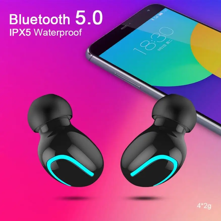 Bluetooth наушники 5,0 настоящие беспроводные наушники стерео Bluetooth наушники гарнитура со встроенным HD микрофоном зарядный чехол Q13