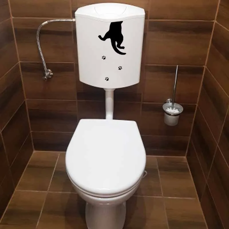 YOJA 11.5X24.8CM Funny Quote Cat Bedroom Kitchen Home Art Wall Stickers Toilet Seat Decal T5-0035