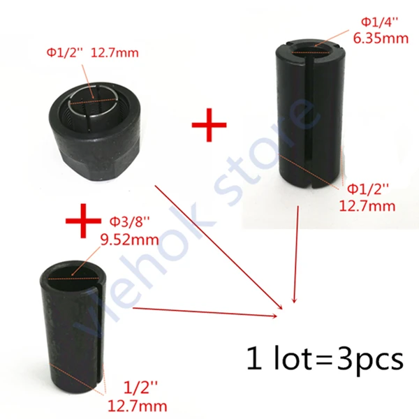 Цанга 1/" 1/4" 3/" 6 мм 8 мм 9,52 мм 12 мм 12,7 мм для BOSCH GOF1200A GOF1200 GOF1300CE GOF1300ACE GOF2000CE GOF1400CE GOF1600CE - Цвет: 3PCS