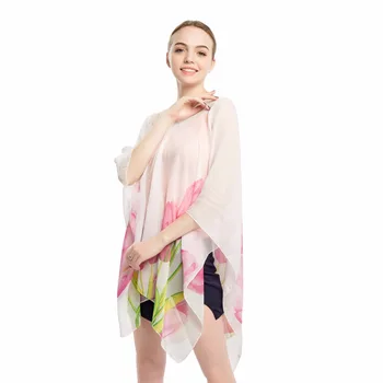 

summer silk scarfs beach cover ups sarong cape graceful pareo wraps femme kaftan with pearl buttons tulip shawls