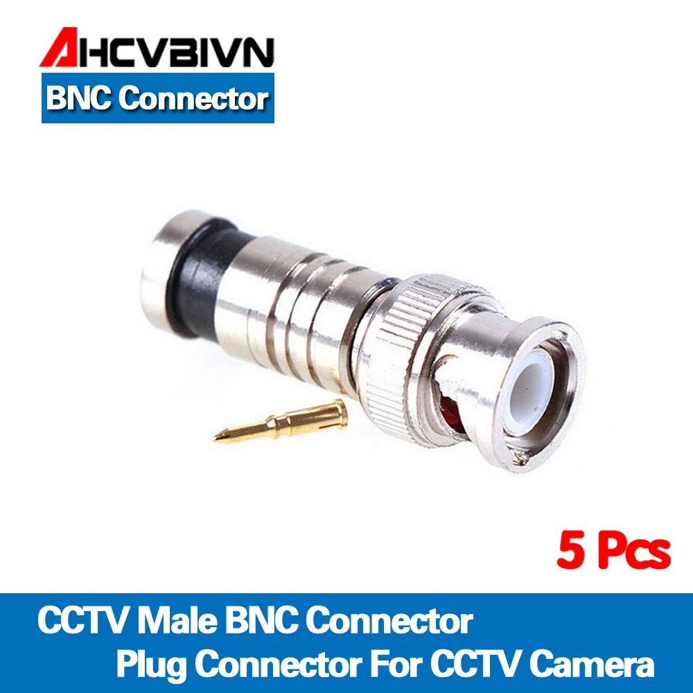 

AHCVBIVN Hot sale ,5Pcs/lot BNC Connector BNC To RG59 Male Comprassion Coax Connector ,free shipping