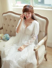 Noble Sleepwear Lace Dress Gown Elegant Nightgown Princess Dress Dress Vintage Lace Gown Bride Bridesmaid Nightgow High Quality