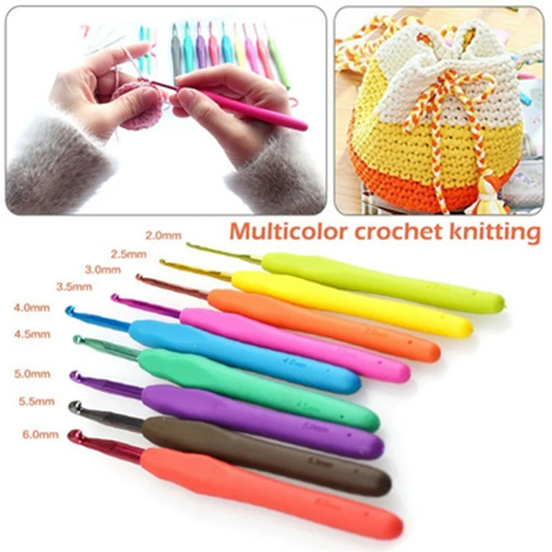 9 шт. набор TPR алюминиевые спицы для вязания крючком смешанных металлических