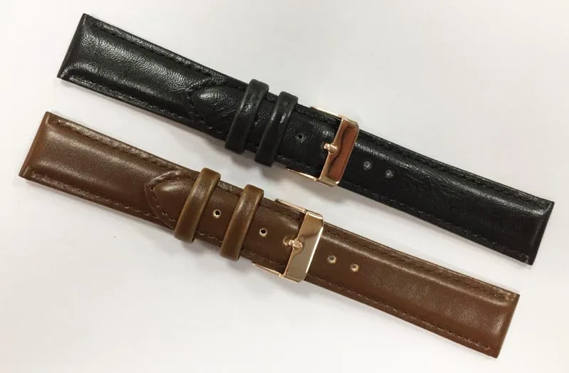 Leather Watch Straps 20mm Size Watches Bands Rose Gold Buckle