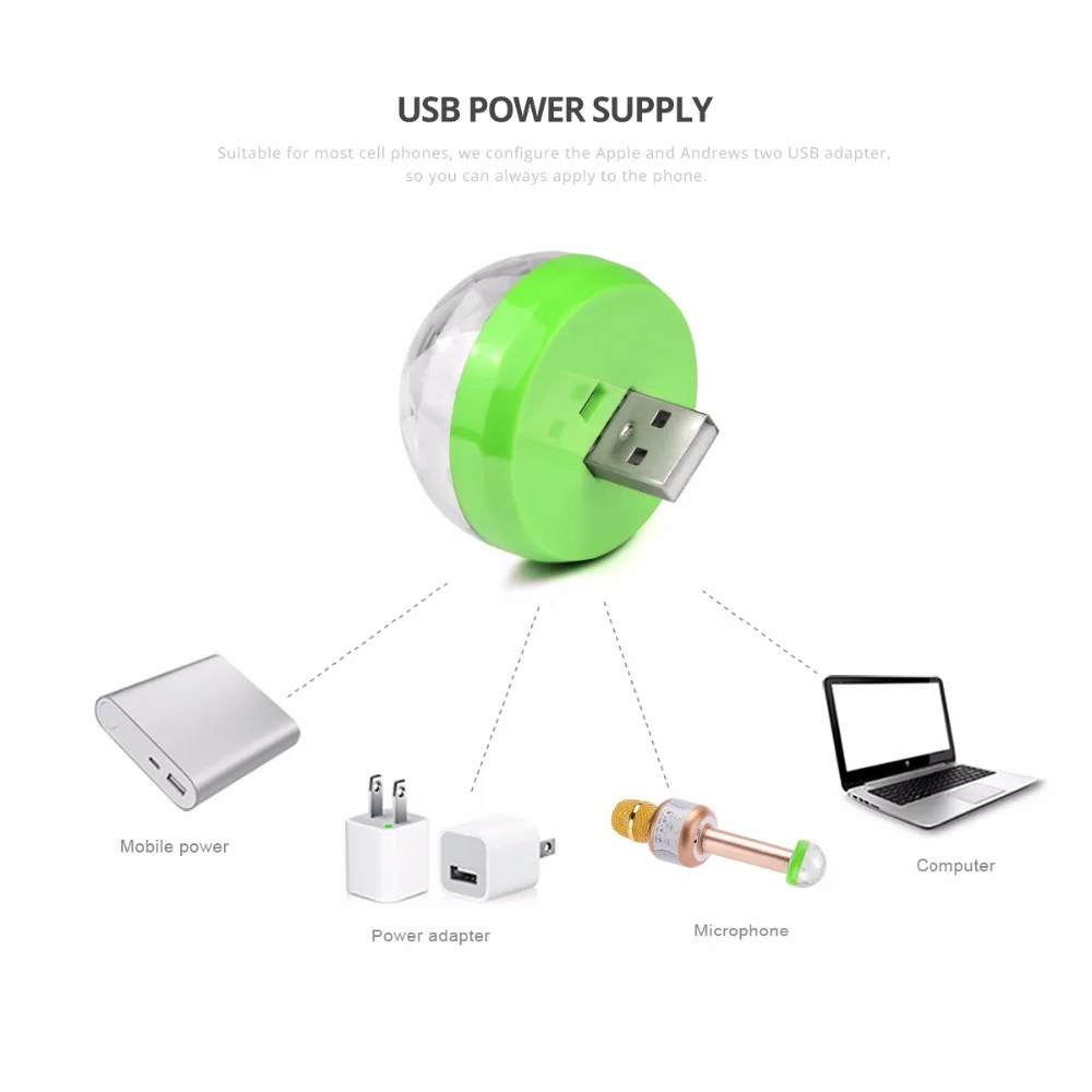 Тип c Micro USB 4 Вт RGB Светодиодная лампа DC 5 в музыкальное управление звуком LED