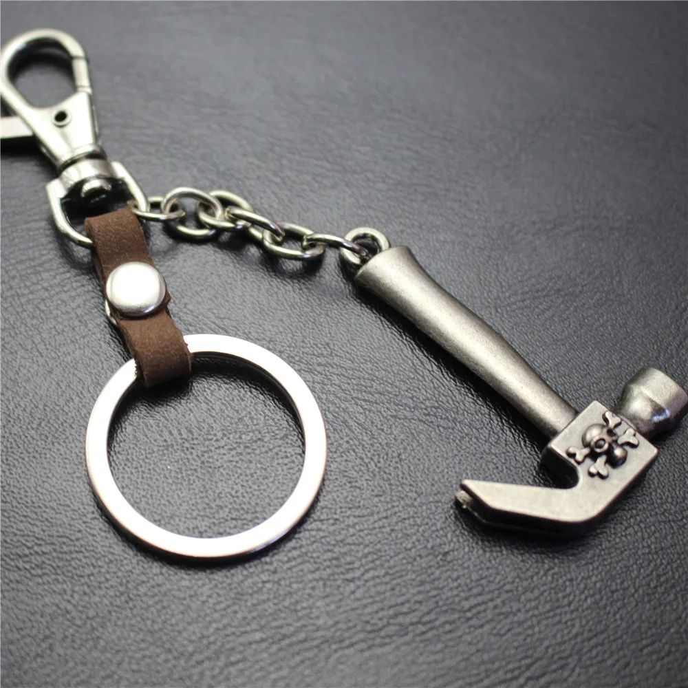 Vintage Ancient Silver Hammer Of The Pirate Symbol Keychain Leather Key Chain Car Holder Keyring Bag Hang Charms Pendant | Украшения и
