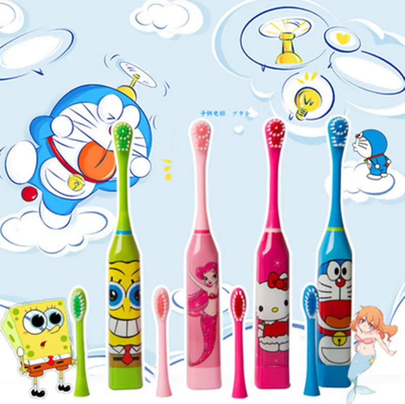 

Cute Practical Children's Electric Toothbrush Cartoon Automatic Ultrasonic Electric Toothbrush Toiletries with 2 Brush Heads