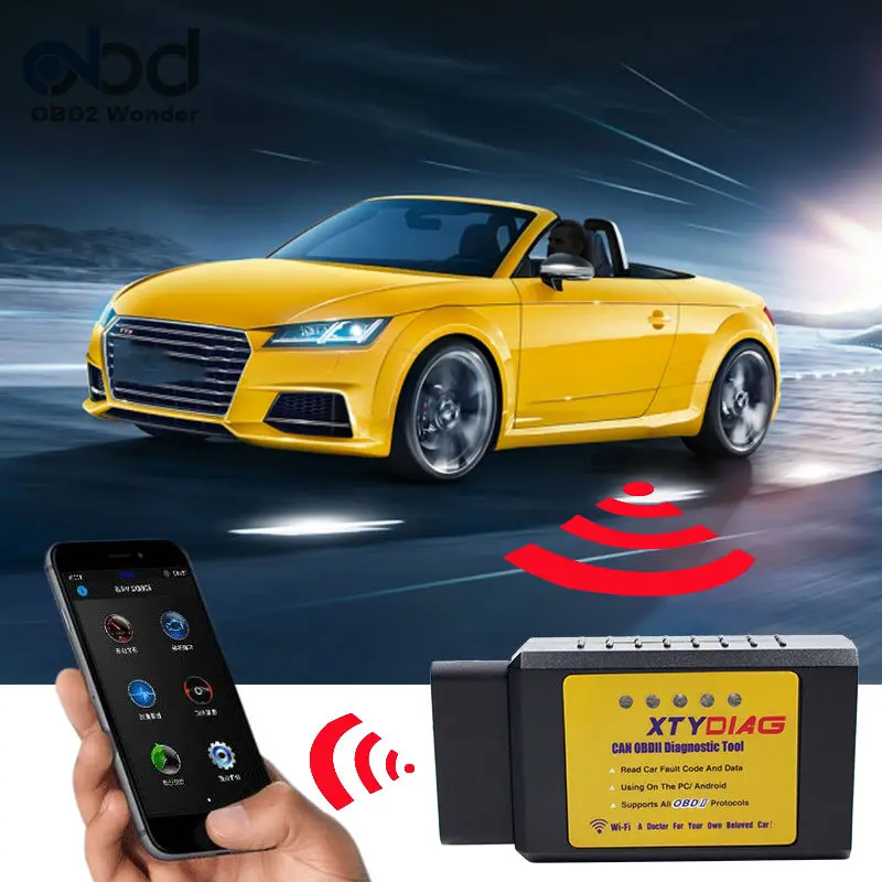 XTYDIAG ELM327 wifi OBDII интерфейс ELM 327 WI FI V1.5 PIC18F25K80 чип Автомобильный Диагностический Сканер Поддержка всех OBD2 протоколов