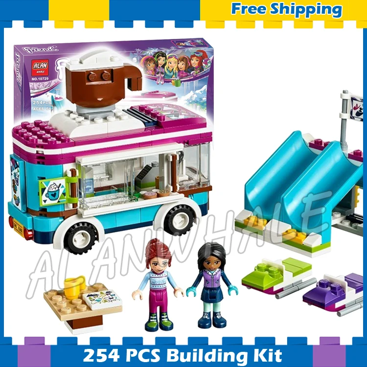 

254pcs Friends Snow Resort Hot Chocolate Van Winter Outfits 10729 Model Building Blocks Children Toys Brick Compatible With Lego