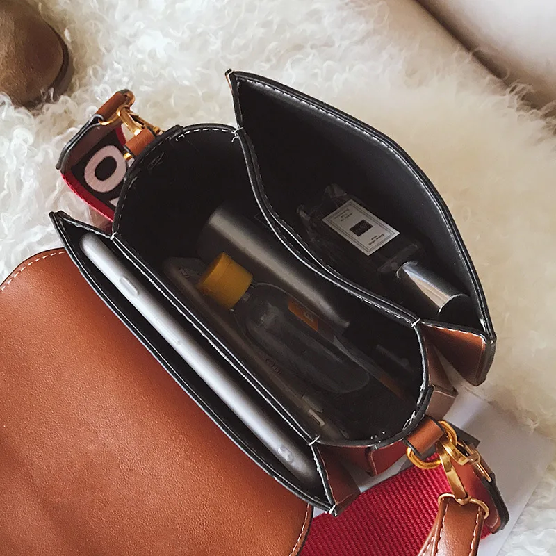 Women Vintage Leather Handbag Small Rivets Flap Shoulder Bag Colorful Wide Strap Crossbody Bag for Girls Green Brown Black Purse  (20)