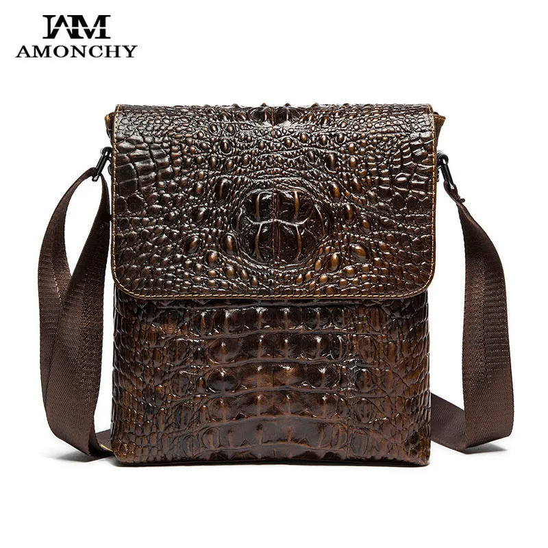 

Spring&Summer Genuine Leather Men Shoulder Bags Natural Leather Man Messenger Bag Crocodile Male Crossbody Bags Bolsas Sac HM26