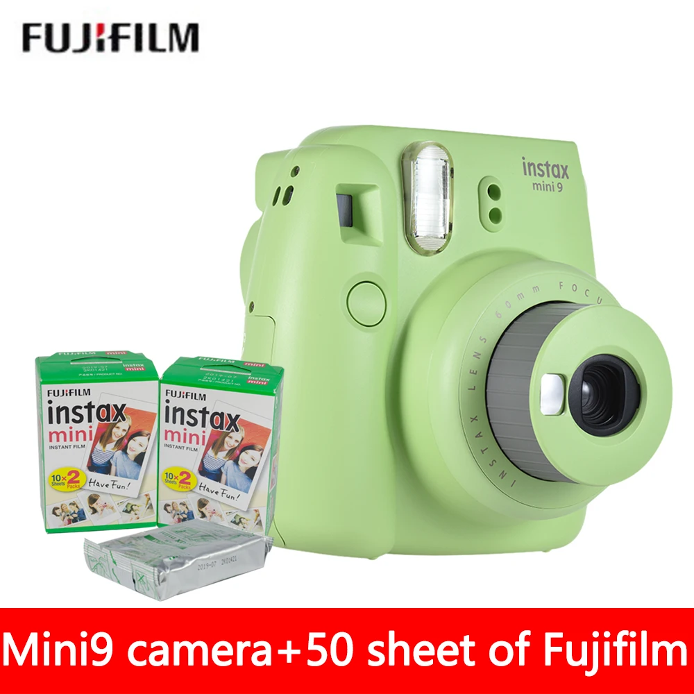 Оригинальная Фирменная Новинка 5 цветов Fujifilm Instax Mini 9 фото пленка камера+ 50 Лист 3 дюйма Fuji мини белая пленка+ объектив крупным планом