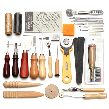 

1 Set Leather Craft Tools Punch Kit Stitching Carving Sewing Saddle Groover MAL999