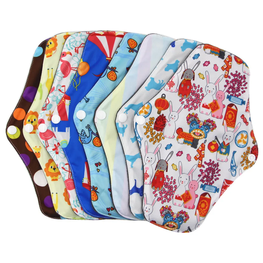 

5PCs Reusable Sanitary Pad Charcoal Bamboo Cloth Menstrual Pad Sanitary Towel Washable Panty Period Menstrual Pad Size M 25*18cm