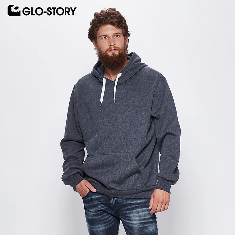 

GLO-STORY Men's 2018 Fleece Plus Size Hoodies Man Basic Casual Streetwear Pullover Hooded Sweatshirts 2XL 3XL 4XL 5XL