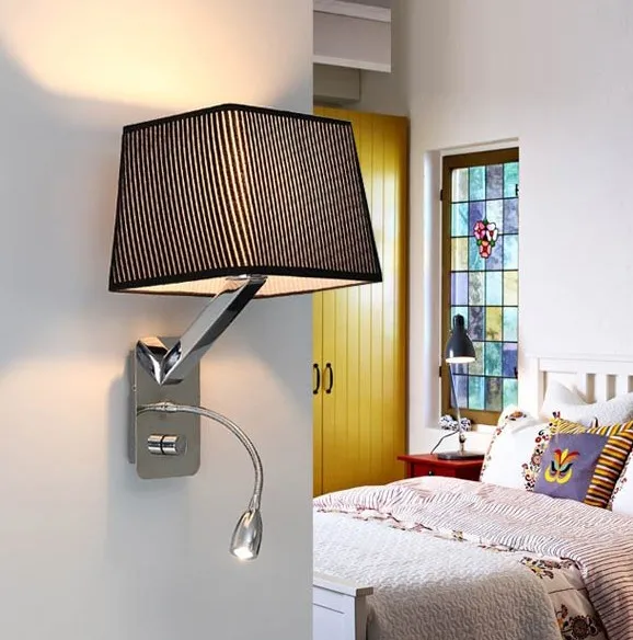 creative fabric wall sconces band switch modern led reading wall