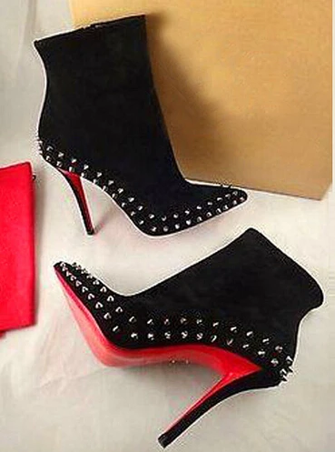 red bottom black boots