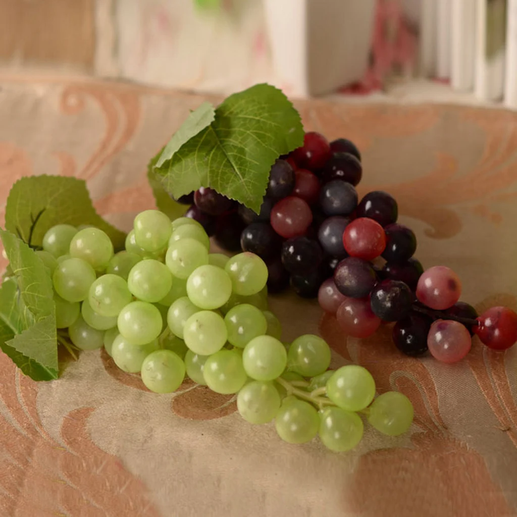 2pcs Artificial Grapes Bunches Plastic Fruit for Performance Stage Props Decoration