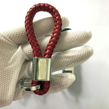 

100PCS Keychain Braided Genuine Leather Zinc Alloy Car Key Ring For Ford For Peugeot For Porsche For Subaru For Toyota