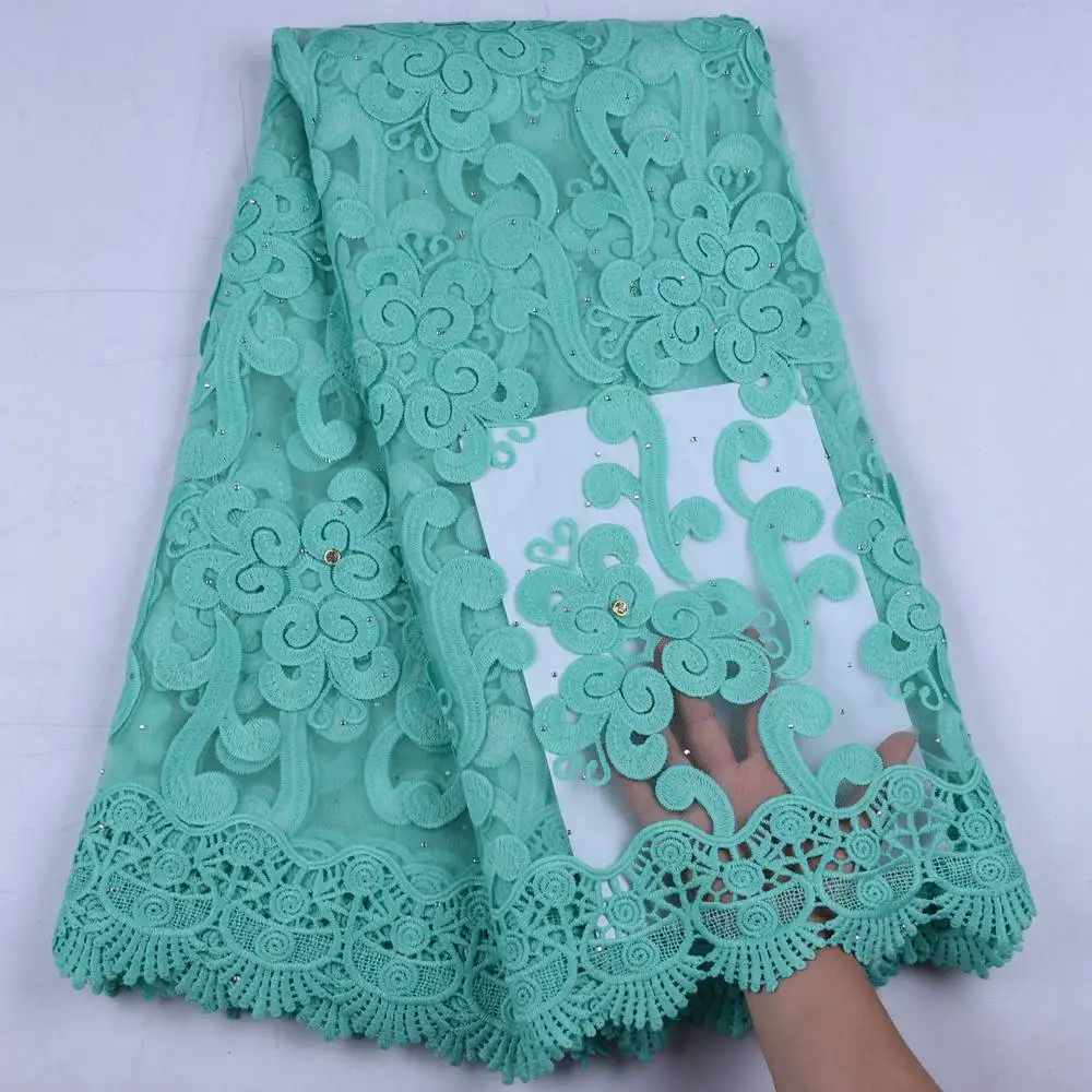 

New Mint Green Mesh French Milk Silk Embroidery African Cord Laces Guipure Lace Fabric For Nigerian Wedding Dresses 5Yards S1670
