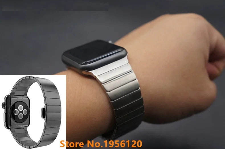 

GOOSUU Link Bracelet for Apple Watch Band Stainless Steel Band with 1:1 Original Butterfly Clasp Watchband for iwatch 38mm 42mm