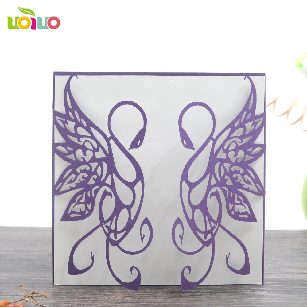 

free shipping 50set inc151 Laser Cut Hollow Peacock Invitations Card For Wedding Party Invitation Cards with Envelope & Seal