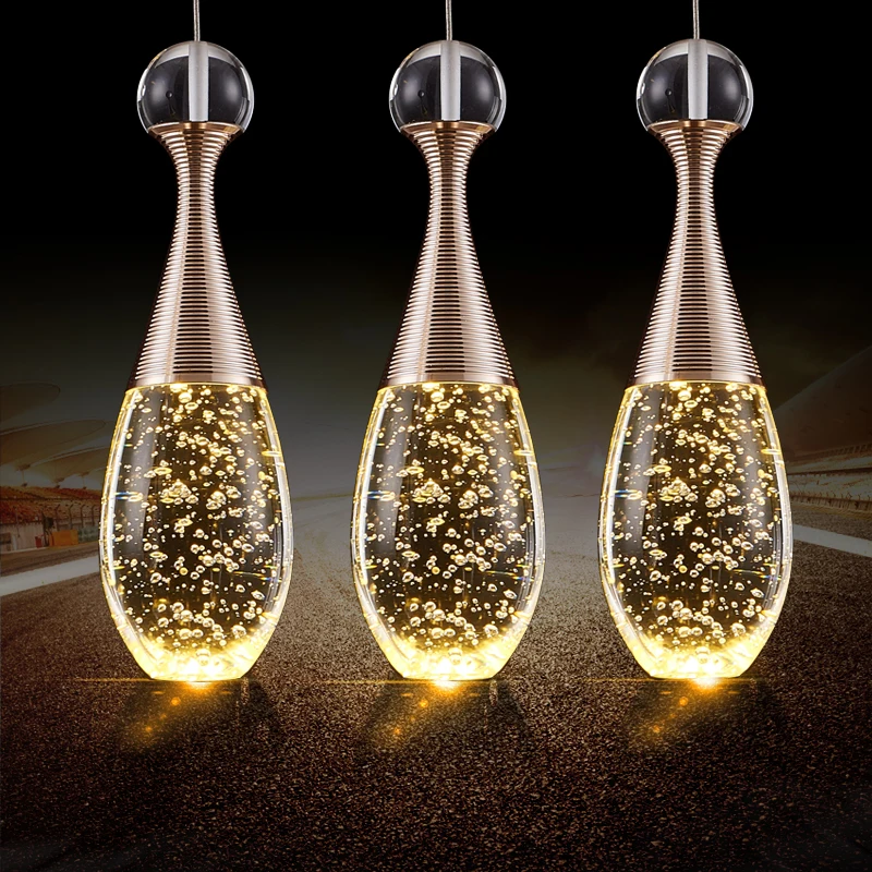 

LED Crystal Restaurant Pendant Romantic European Style Modern Minimalist Three Bar Lighting Style Bar Single Head Lighting