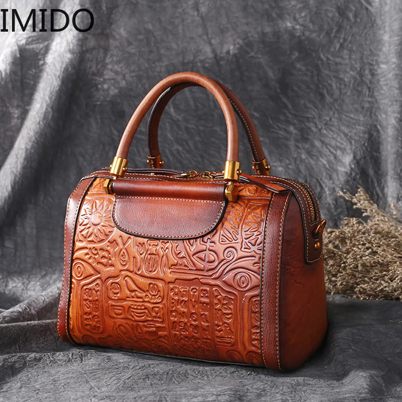 IMIDO 2019 новая кожаная одноцветная Ретро женская сумка на одно плечо из воловьей