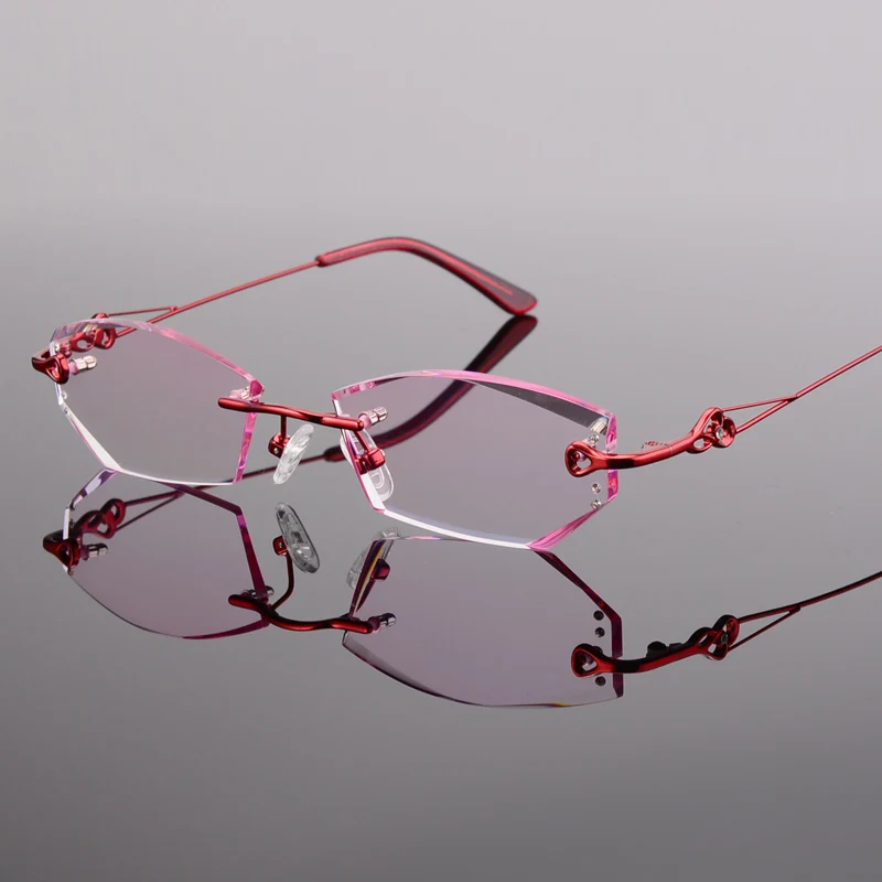 Очки без оправы под заказ Модные оптические очки миопия, Гиперметропия Женская мода бриллиант очки 37