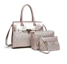 2017 calidad de la manera mujeres de la marca bolso 4 sets sólido artificial de cuero bolsa grande de hombro de las señoras bolsos de mano y bolsos