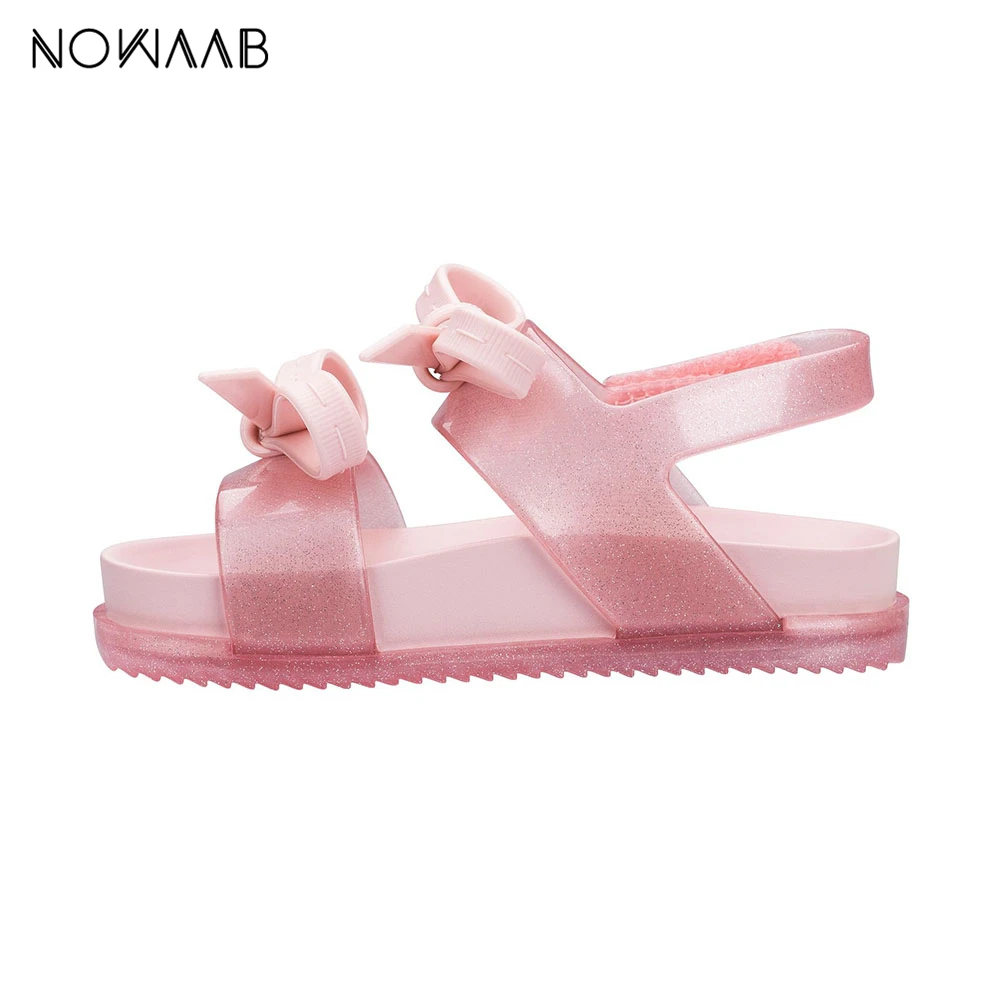 Mini Melissa/ г. Космические сандалии прозрачные сандалии для девочек босоножки для девочки принцессы с бантом детская пляжная обувь Нескользящая детская мини Melissa Baby