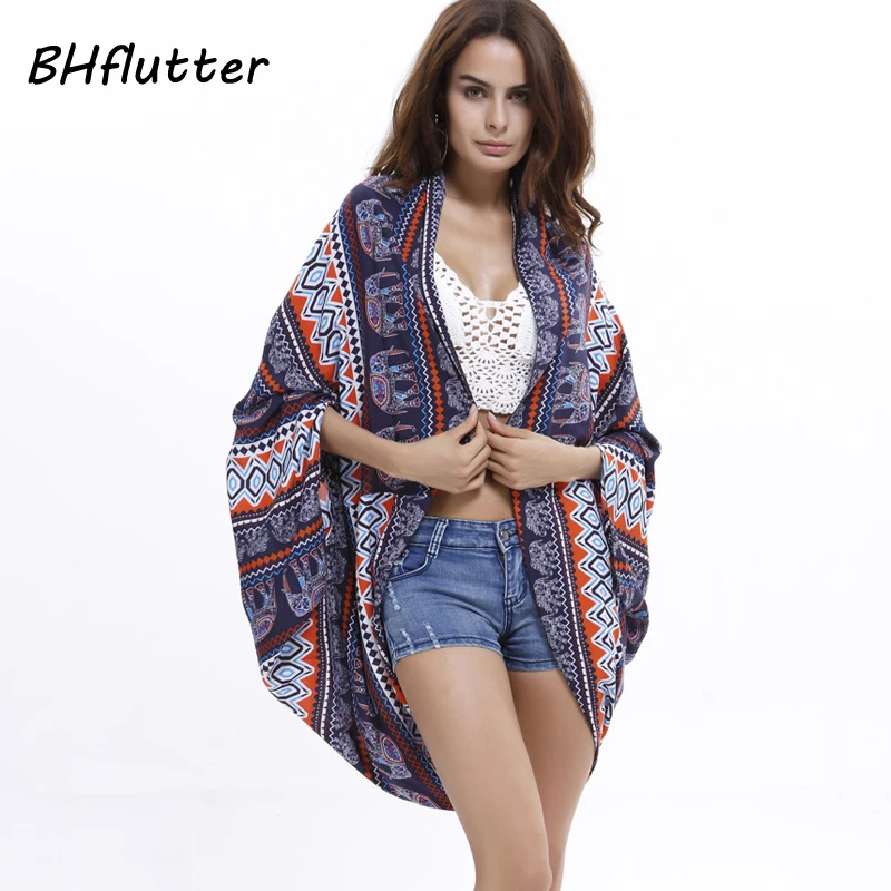 

BHflutter Women Beach Cover-ups Summer Tops Tees 2017 Casual Cotton Blouses Batwing Sleeve Women's Boho Shirts Blusas