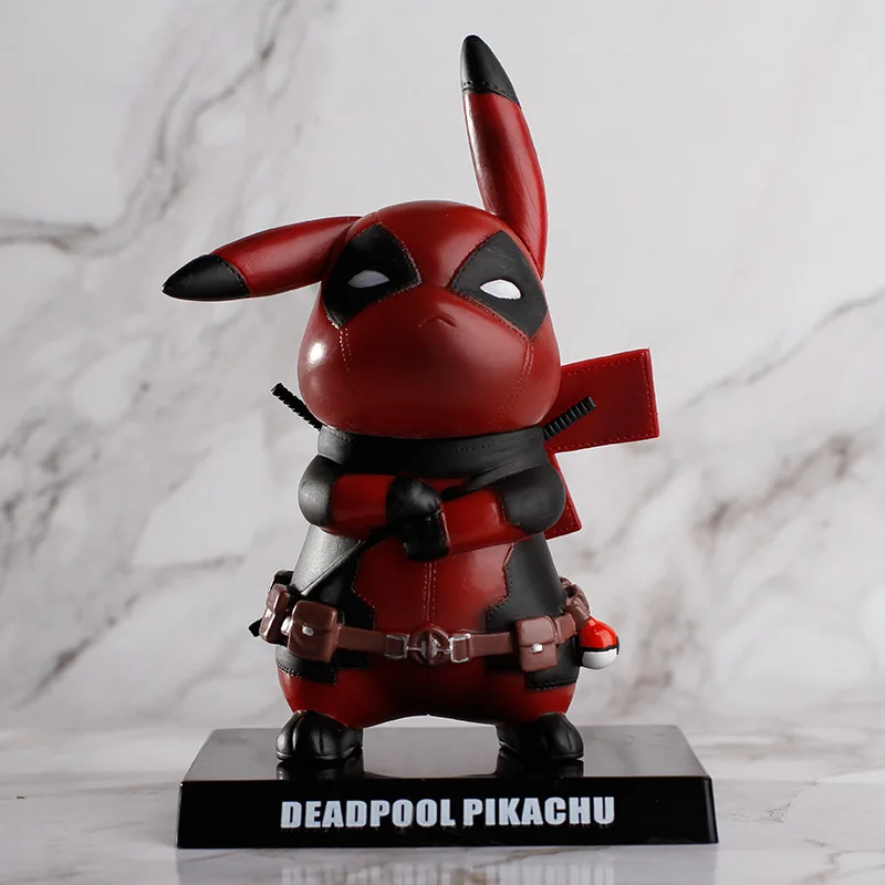 

Cos Deadpool Pikachu Mini PVC Collectible Model Toy Small Size 12cm Action Figure color red Toy Collection Model Kids Gifts
