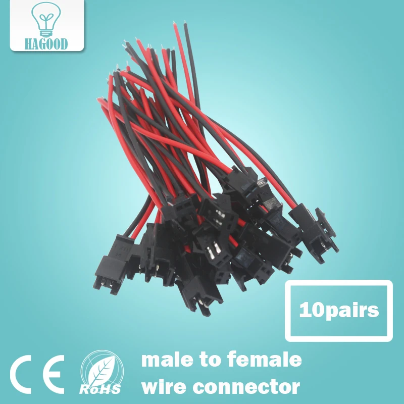 

10 pairs 2 Way 10cm Long JST SM 2Pins Plug Male to Female Wire Connector Quick Connector Terminal Block Easy Fit for LED Strip