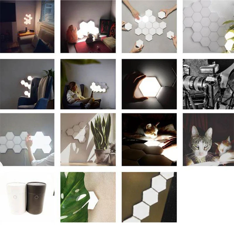 Sensível à Luz da Noite Toque Modular Hexagons Magnéticos Decoração Criativa Parede Lampara Quantum Lâmpada Led Hexagonal Lâmpadas Diy 23 modular hexagons magnéticos decoração criativa parede lampara