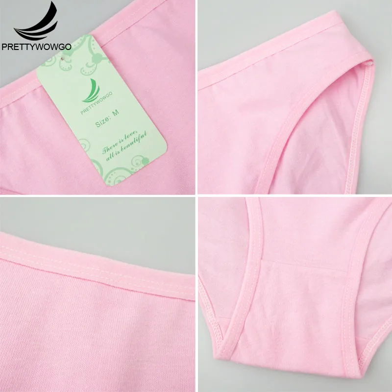 Prettywowgo 6 pcs/lot New Arrival 2018 Good Quality Women's Underwear Solid Color Cotton Cute Brief Panties 9173