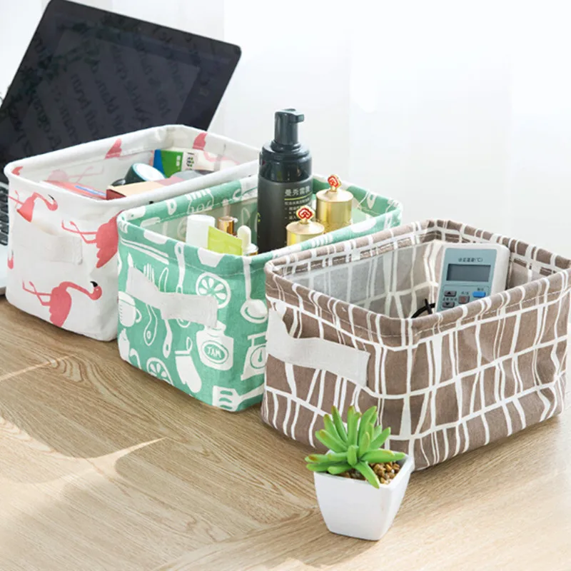 6 colours Desktop Storage Basket Cute Printing Waterproof Organizer
