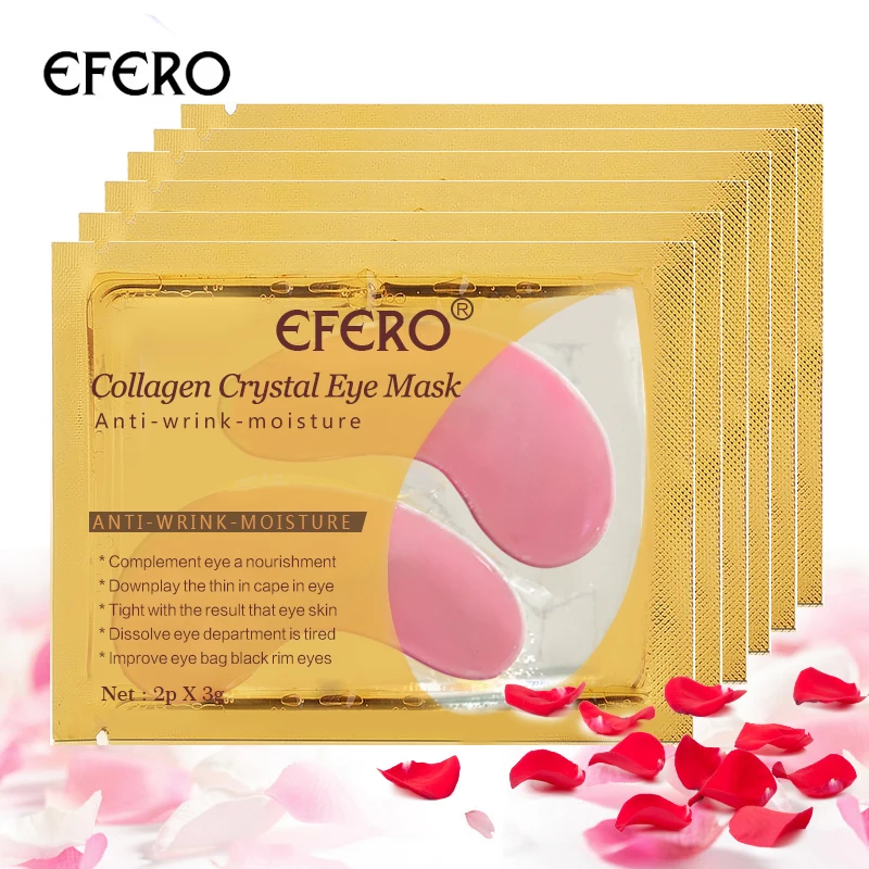 Efero розовая маска для глаз коллагеновые кристаллы патчи для глаз темный круг отечность мешок для глаз против старения морщин укрепляющие маски для глаз 10 шт/20 шт