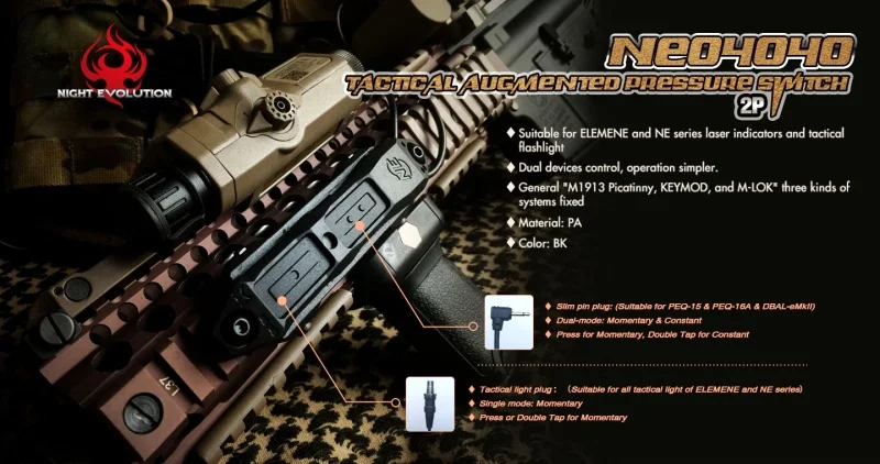 Night Evolution Airsoft PEQ тактический фонарь, дополненная Давление переключатель двойной пульт дистанционного управления света аксессуары NE04040