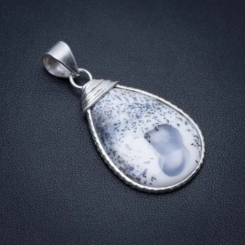 

Natural Dendritic Opal Punk Style 925 Sterling Silver Pendant 2" S1111