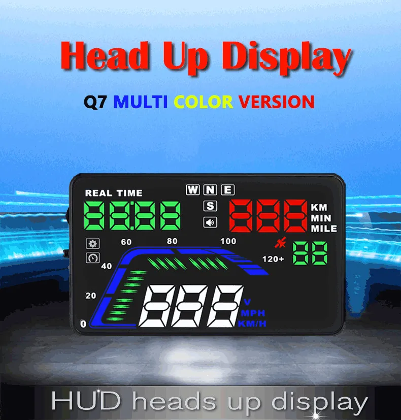 Универсальный Q7 5," многоцветный автомобильный HUD GPS дисплей спидометры превышение скорости предупреждение приборной панели лобовое стекло проектор