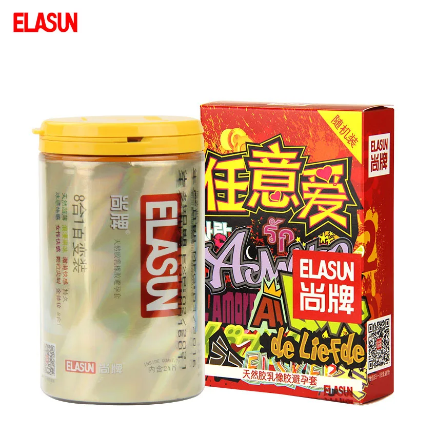 ELASUN 40 pcs 9 Types Ultra Thin Ice and Fire Dotted Double Lubricated font b Condom