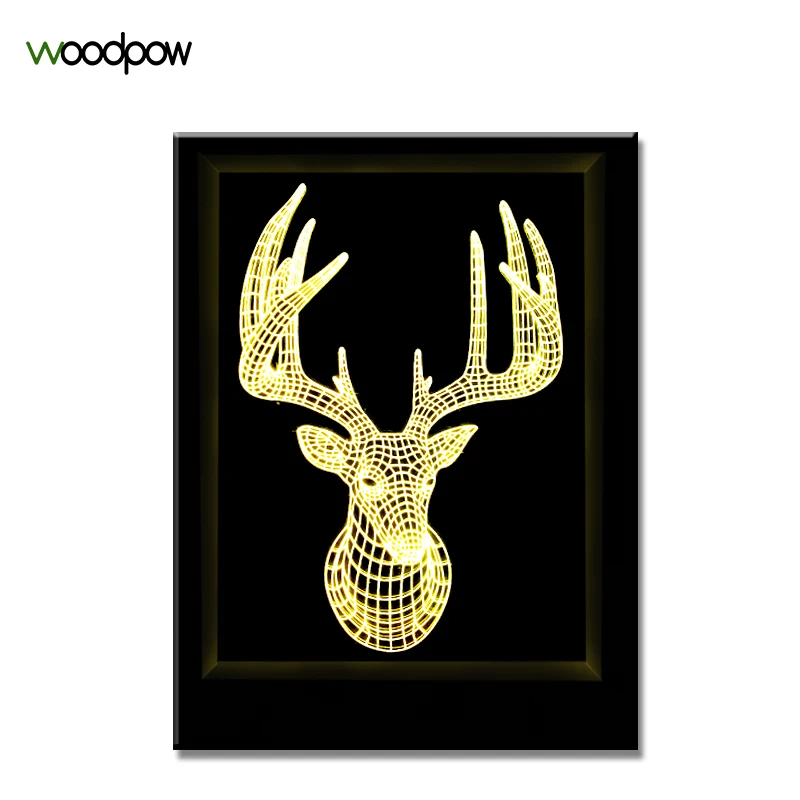 

Creative 3D LED Acrylic Photo Frame Table Lamp Light Elk/Dolphin/Guitar 7 Color Smart Bedside Night Light With Remote Control