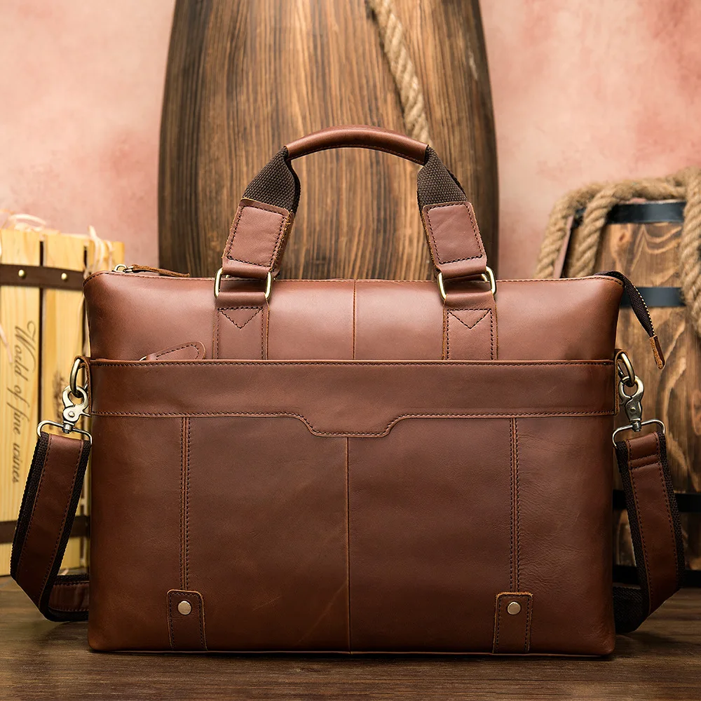 

MVA Messenger Bag Men's Shoulder Bags Leather Laptop Bag 14inch Genuine Leather Men's Bags For Document Work Handbags Tote 7108