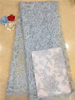 

Latest African Lace 2019 Light Blue lace Fabric High Quality Sequins Embroidery Lace Trim African Dress French Mesh Tulle Lace