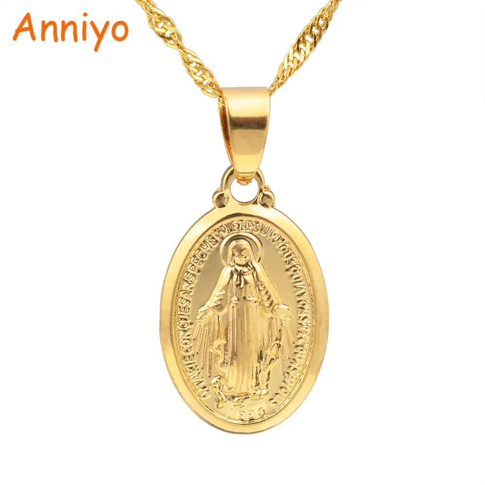Женское Ожерелье с кулоном Anniyo Virgin Mary Серебряное/золотое ювелирное изделие
