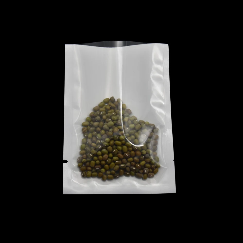 

200pcsc/lot 10*15cm Clear Front Plastic White Packing Storage Poly Bag Heat Seal Food Dried Beef Snacks Vacuum Package Pouch