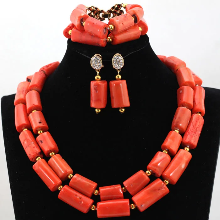 Latest Coral Beaded African Statement Necklace Set Nigerian Wedding ...