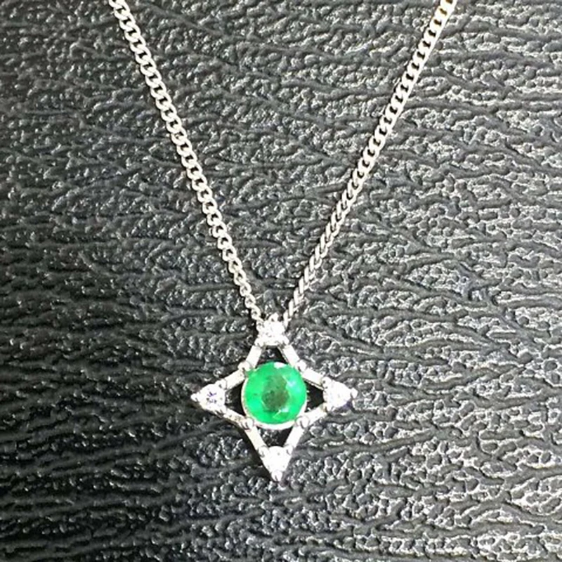 

Collier Qi Xuan_Fashion Jewelry_Colombian Green Stone Star Necklaces_S925 Solid Silver Pendant Necklaces_Factory Directly Sales