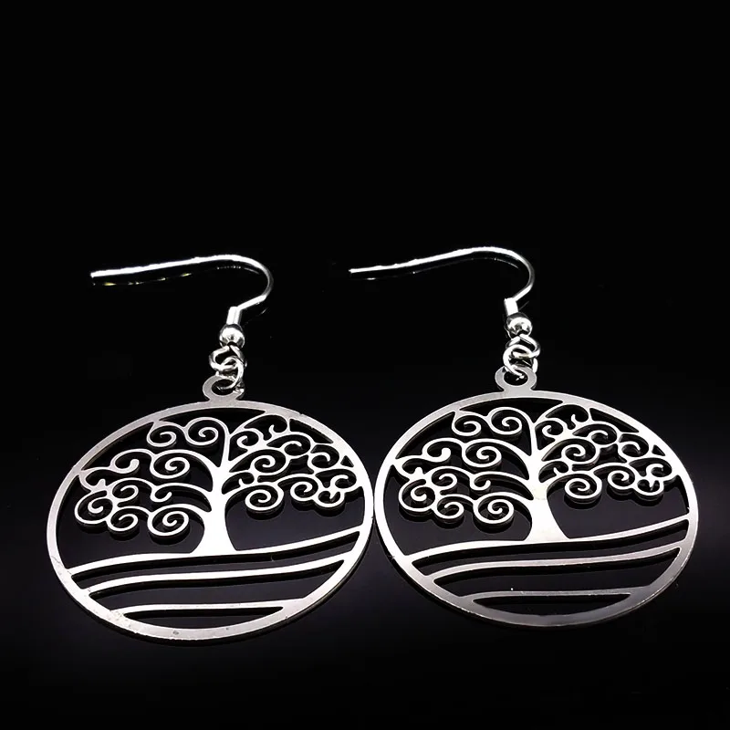 

2019 Tree of Life Silver Color Drop Earring for Women Pendientes Boho Dangle Earrings Women Jewelry bijoux femme aretes E612134